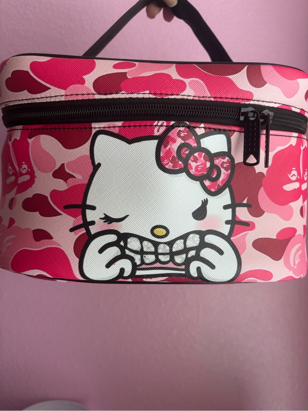 Hello Kitty Diamond Grillz Pink Camo Makeuo bag Cosmetic Case